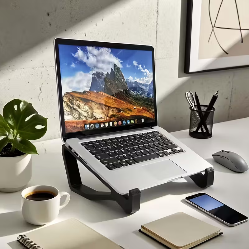 Laptop Stand Bamboo - Ergonomic adjustable laptop stand with tilt