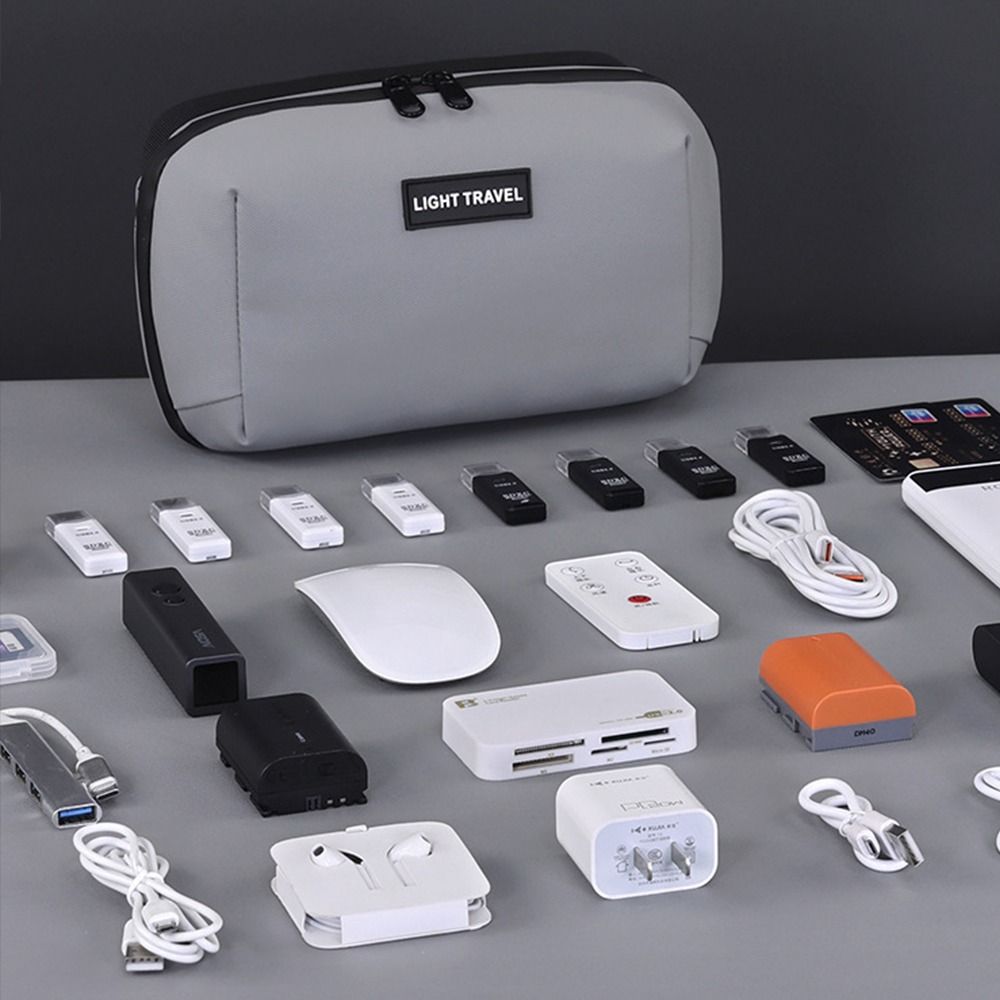 Tech Accessories For Travel - Portable Data Cable Storage Bag Large