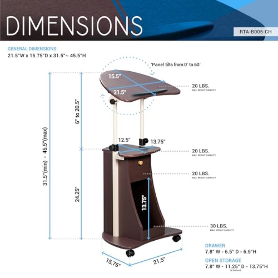 Sit-to-Stand Rolling Adjustabl - مراجعة Laptop Stand Bamboo وسعره