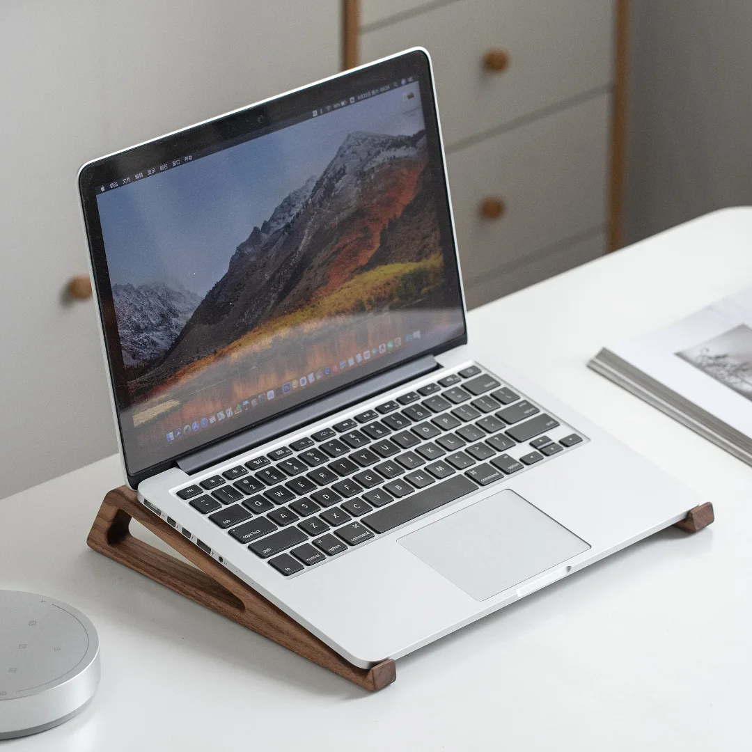 HeMu Walnut Wood Laptop Stand  - مراجعة Laptop Stand Bamboo وسعره