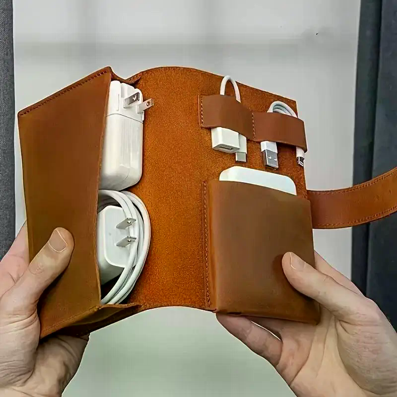 1pc PU Leather Multi-Compartme - مراجعة Tech Accessories Travel Case وسعره