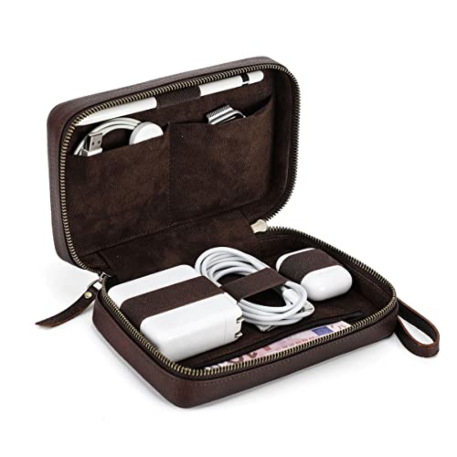 Full Grain Leather Electronic  - مراجعة Tech Accessories Travel Case وسعره