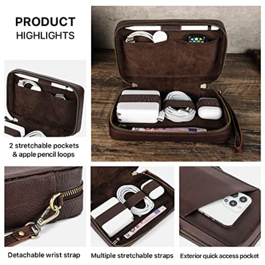 Full Grain Leather Electronic  - مراجعة Tech Accessories Travel Case وسعره