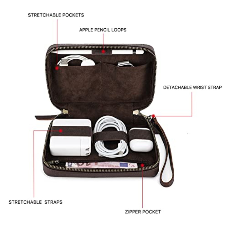 Full Grain Leather Electronic  - مراجعة Tech Accessories Travel Case وسعره
