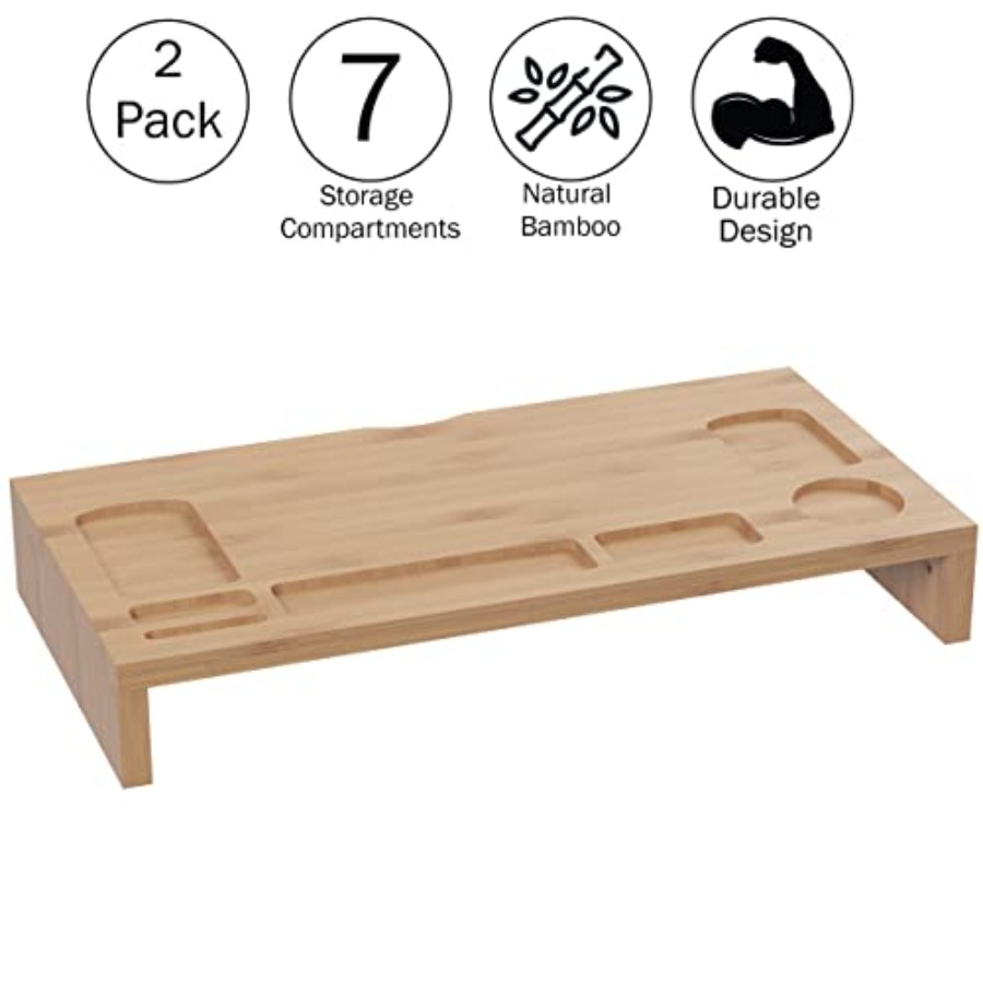 Bamboo Monitor Riser Set 2-Pac - مراجعة Laptop Stand Bamboo وسعره
