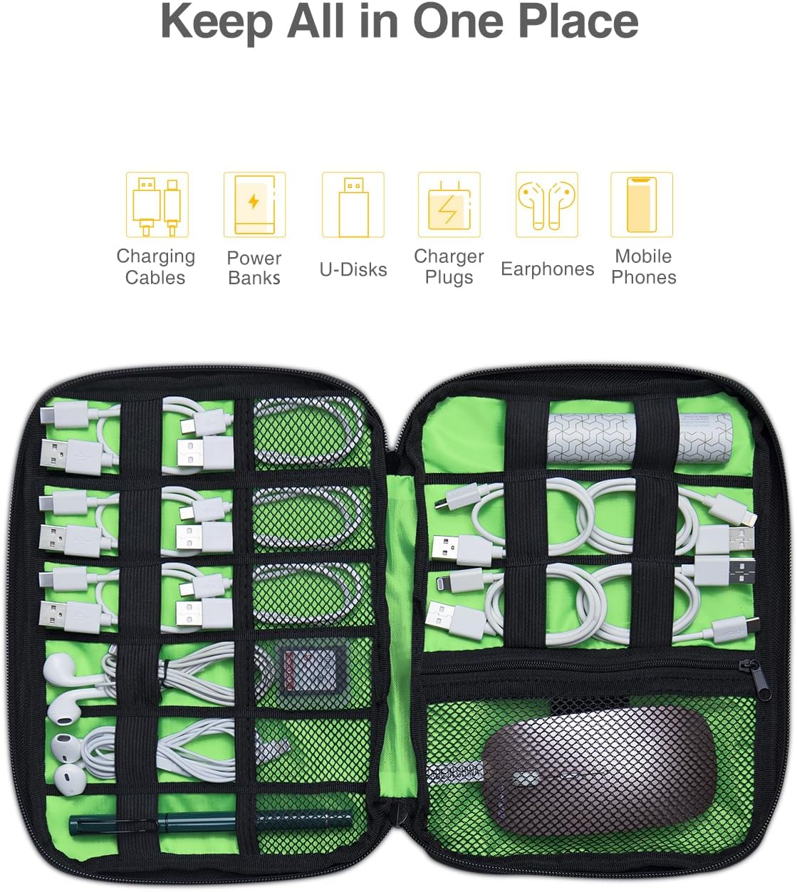 Travel Cable Organizer Bag, Fl - مراجعة Tech Accessories Travel Case وسعره
