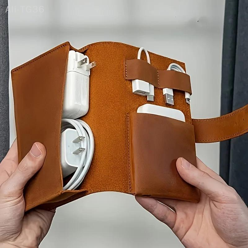 1PC PU Leather Multi-Compartme - مراجعة Tech Accessories Travel Case وسعره