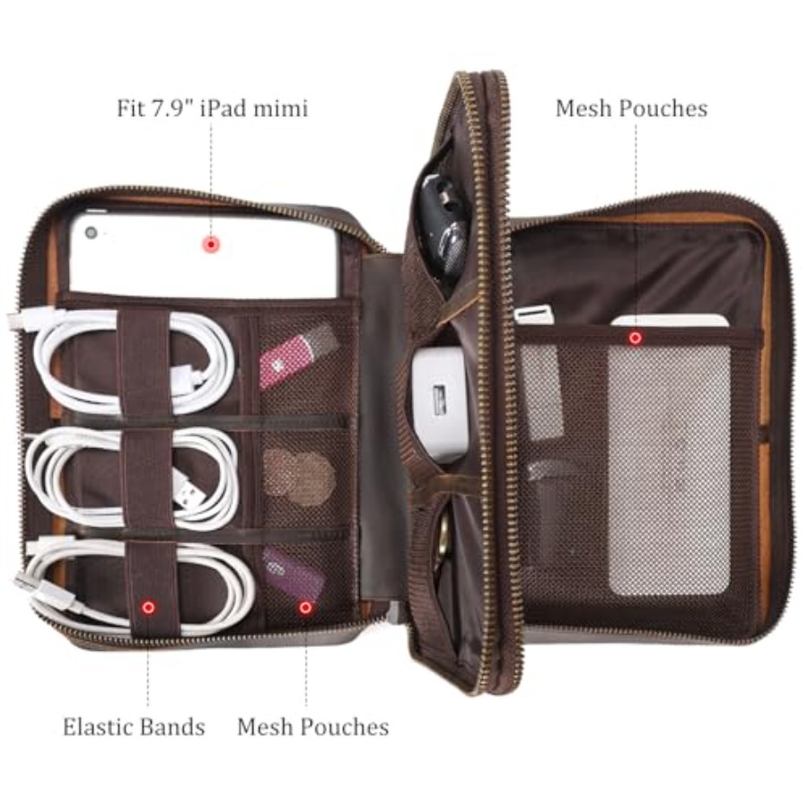 Polare Full Grain Leather Trav - مراجعة Tech Accessories Travel Case وسعره